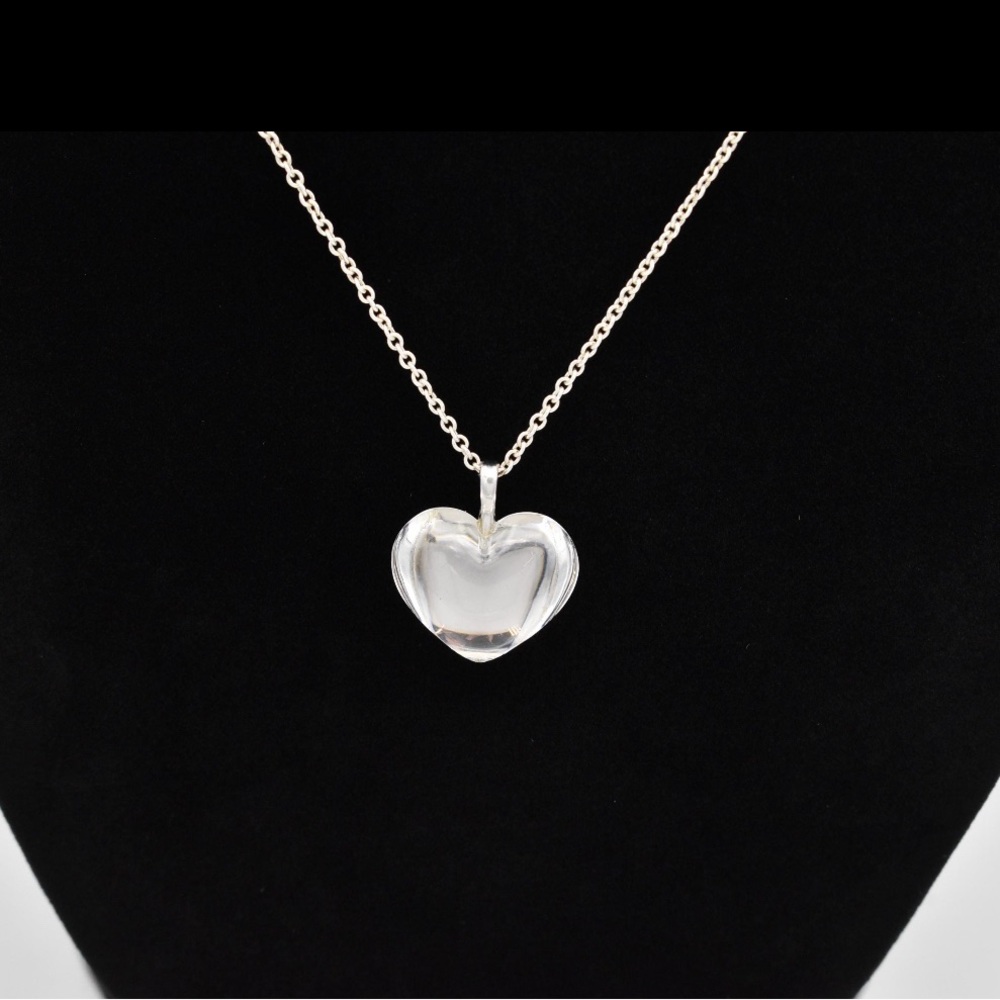 *BACCARAT VERY RARE * Sterling Silver 925 Fine Crystal Heart Pendant Necklace